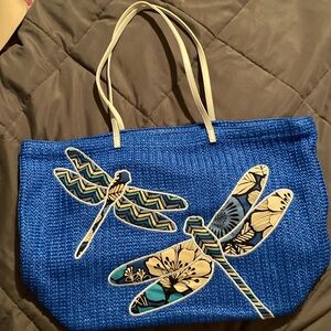 Vera Bradley Straw Dragon Fly Beach Bag